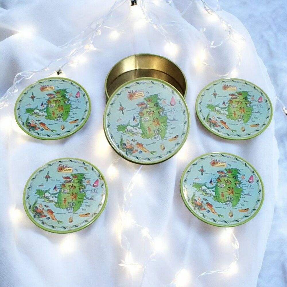 St Martin Island Set of 4 Coasters and Storage Tin